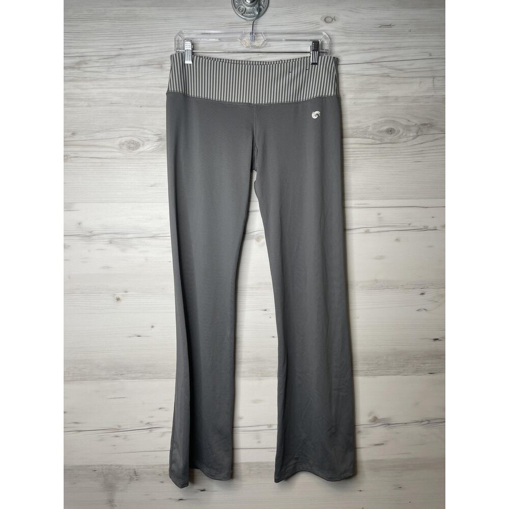 InMotion New York & Company Womens Small Gray Striped Flare Yoga Pants S Regular